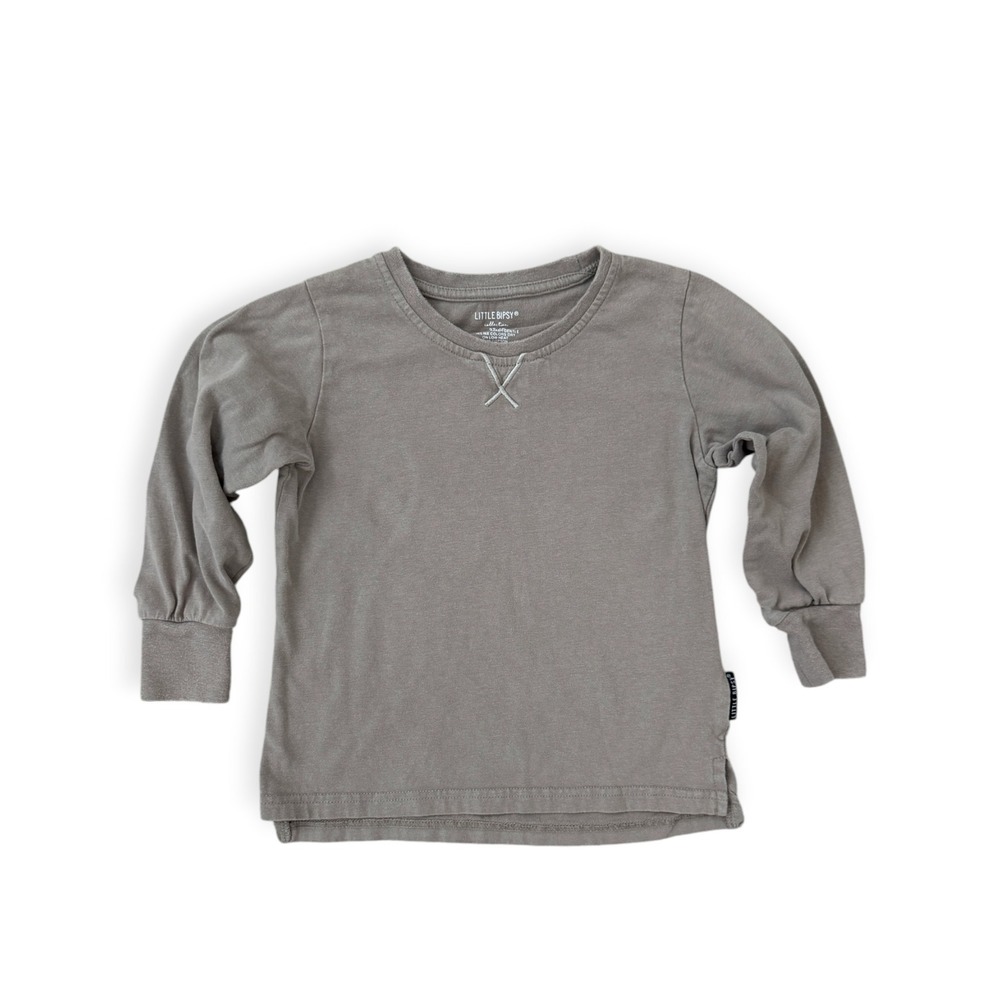 Little Bipsy Toddler Grey Long Sleeve Cotton Tee Top Size 3T-4T Minimalist